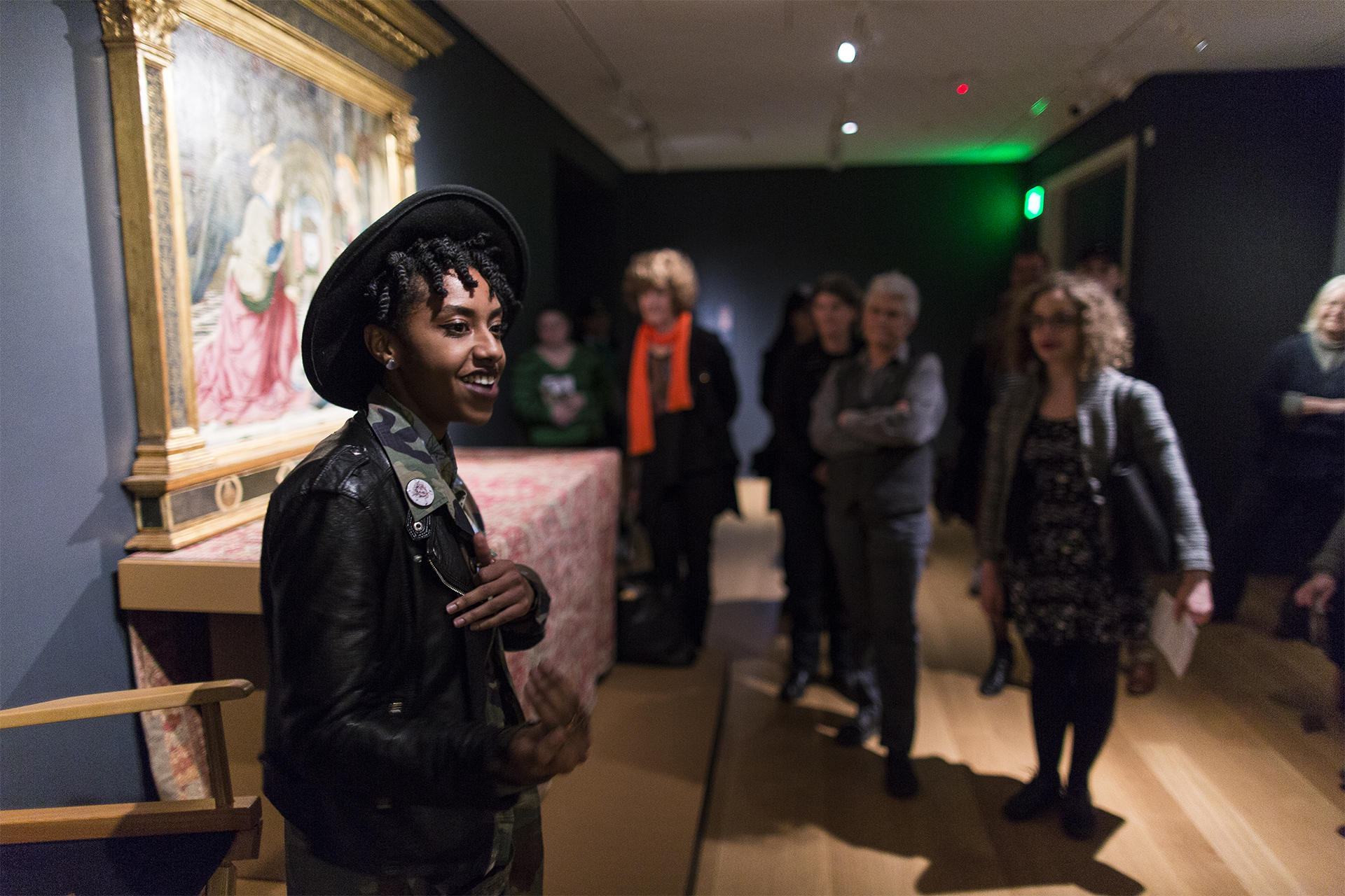 Neighborhood Luminary Black Venus interacting with visitors during February 2017 Third Thursdays event. Photo by Leonardo March.
